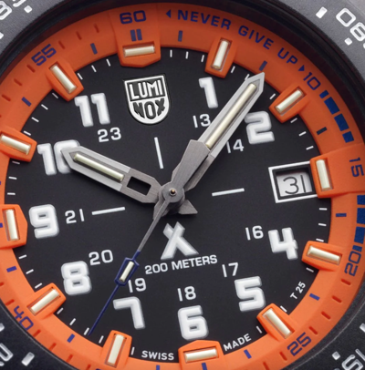 Pre-owned Luminox Xb.3739 Bear Grylls Survival Mountain Orange Rubber 43mm Men's Watch