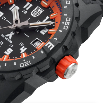 Pre-owned Luminox Xb.3739 Bear Grylls Survival Mountain Orange Rubber 43mm Men's Watch