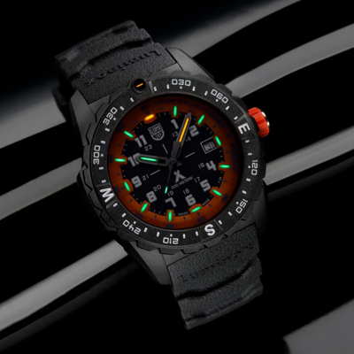 Pre-owned Luminox Xb.3739 Bear Grylls Survival Mountain Orange Rubber 43mm Men's Watch