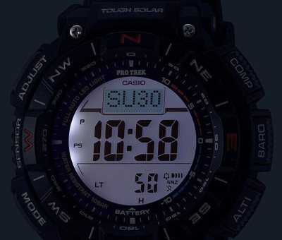 Pre-owned Casio Pro Trek Prg-340t-7er Altimeter Barometer Thermometer Compass Energy Solar