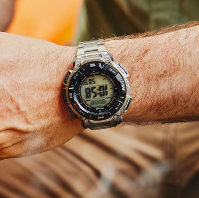 Pre-owned Casio Pro Trek Prg-340t-7er Altimeter Barometer Thermometer Compass Energy Solar