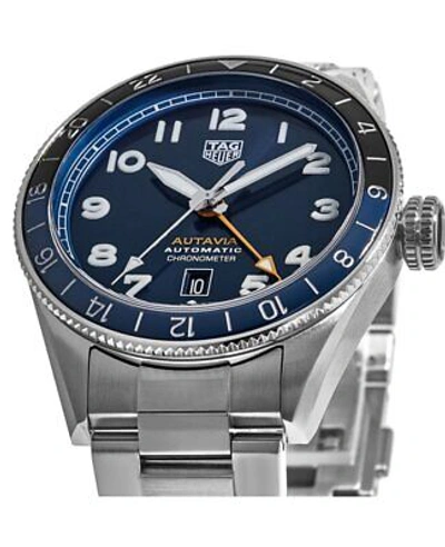 Pre-owned Tag Heuer Autavia Cosc Gmt Automatic Blue Dial Men's Watch Wbe511a.ba0650