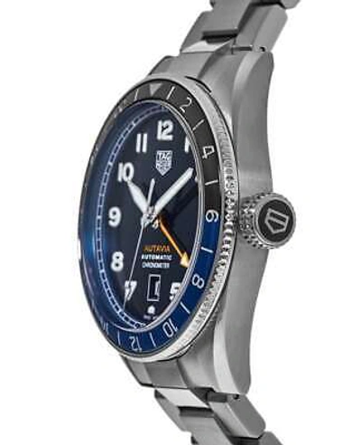 Pre-owned Tag Heuer Autavia Cosc Gmt Automatic Blue Dial Men's Watch Wbe511a.ba0650