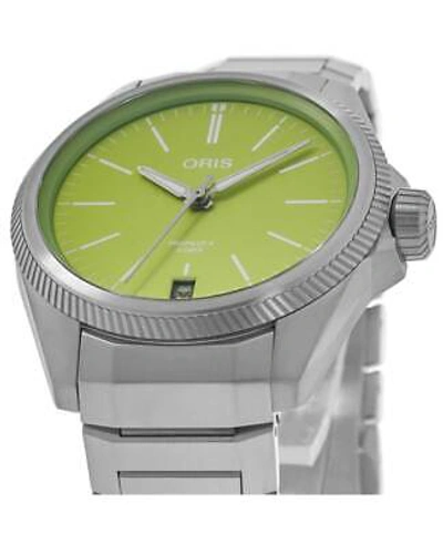 Pre-owned Oris Propilot X Kermit Green Dial Titanium Men's Watch 01 400 7778 7157-set