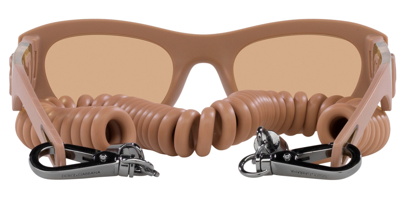 Pre-owned Dolce & Gabbana Dg6174 329273 54 Light Brown Rubber/light Brown Sunglasses