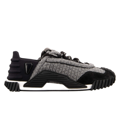 Pre-owned Dolce & Gabbana Dg Logo Wool Low Top Sneaker Shoes Ns1 Gray Black 13372