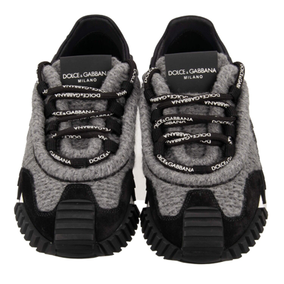 Pre-owned Dolce & Gabbana Dg Logo Wool Low Top Sneaker Shoes Ns1 Gray Black 13372