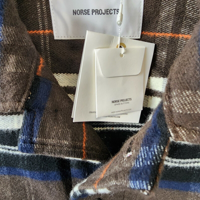 Pre-owned Norse Projects Julian Heavy Twill Plaid Shirt Jacket Men's M Heathland Brown L/s