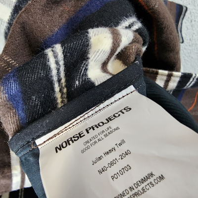 Pre-owned Norse Projects Julian Heavy Twill Plaid Shirt Jacket Men's M Heathland Brown L/s