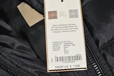 Pre-owned Burberry Women's $1,190 Black Duck Down Abbeydale Puffer Coat Jacket 0 34