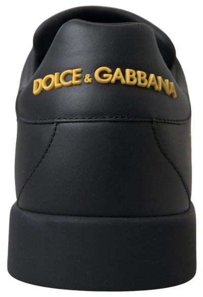 Pre-owned Dolce & Gabbana Shoes Sneakers Black Leather Portofino Prince Eu39.5/us6.5 $1000