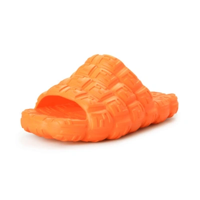 Pre-owned Fendi Men's "7x1573 Amfg F1e3d" Eva Ff Logo Print Rubber Flip Flop Sandals Shoes In Orange