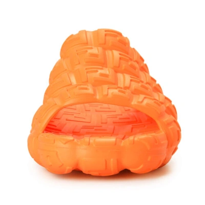 Pre-owned Fendi Men's "7x1573 Amfg F1e3d" Eva Ff Logo Print Rubber Flip Flop Sandals Shoes In Orange