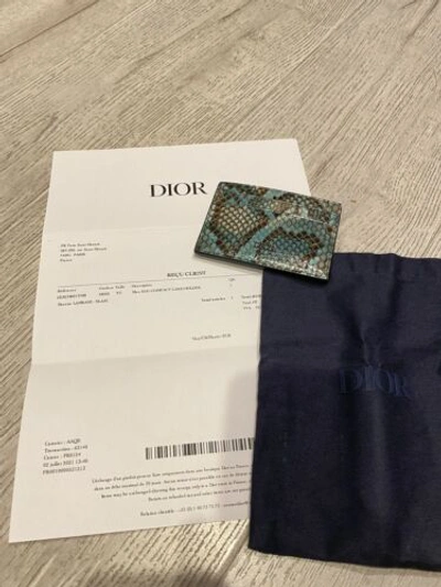 Pre-owned Dior Green Python Card Holder Extremely Rare Limited Edition Sold Out Worldwide