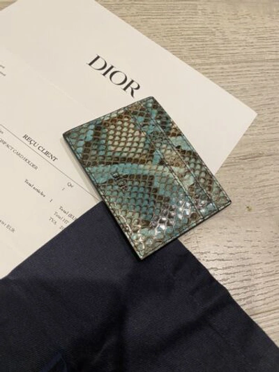 Pre-owned Dior Green Python Card Holder Extremely Rare Limited Edition Sold Out Worldwide