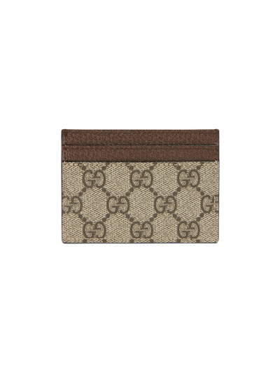 Shop Gucci Ophidia Gg Supreme Card Case In Brown