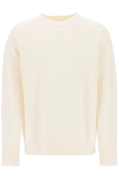 Shop Oamc Wool Sweater With Jacquard Logo In White