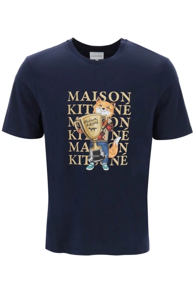 Shop Maison Kitsuné Fox Champion T Shirt In Blue