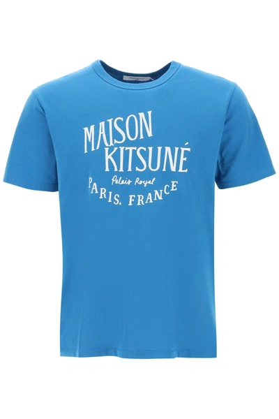 Shop Maison Kitsuné 'palais Royal' Print T Shirt In Light Blue