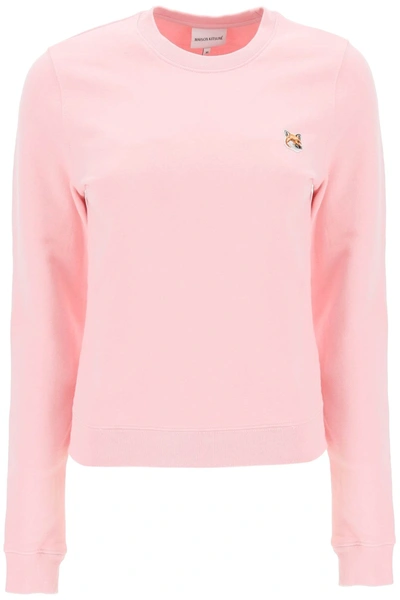 Shop Maison Kitsuné Fox Head Crew Neck Sweatshirt In Pink