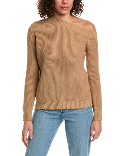Shop Minnie Rose Shaker Off-the-shoulder Cashmere-blend Sweater In Brown