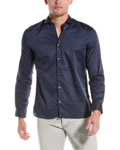 Shop John Varvatos Ross Slim Fit Woven Shirt In Blue