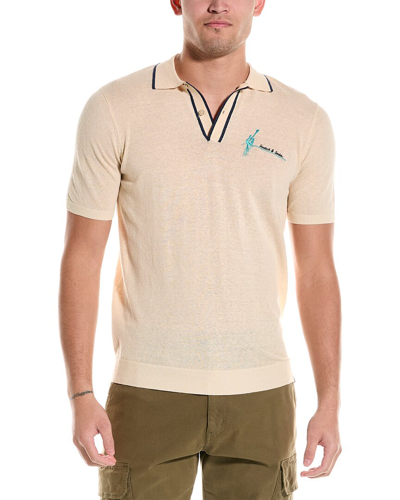 Shop Scotch & Soda Knit Linen-blend Polo Shirt In Beige