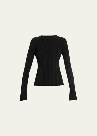 Shop Loulou Studio Evie Ribbed Top In Black