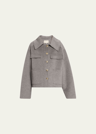 Shop Loulou Studio Cilla Cashmere-blend Short Jacket In Grey Melange