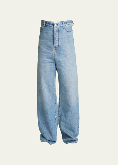 Shop Loewe Men's Wide-leg Denim Jeans In Washed Den