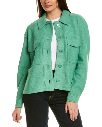 Shop Renuar Wool-blend Shirt Jacket In Green