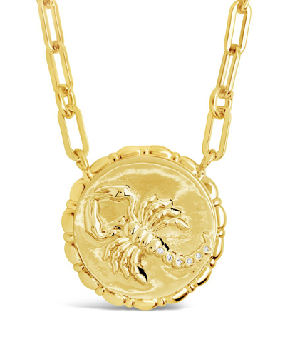 Sterling Forever 14k Plated Cz Bold Link Scorpio Zodiac Necklace