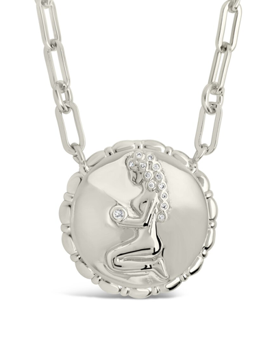 Shop Sterling Forever Rhodium Plated Cz Bold Link Virgo Zodiac Necklace