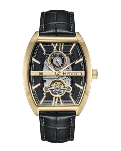 Heritor Automatic Masterson Semi-skeleton Leather-band Watch