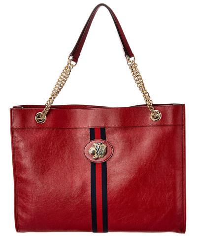 Shop Gucci Rajah Large Leather Tote In Red
