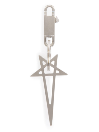 Pre-owned Rick Owens New Pentagram Pendant / Keychain In Silver