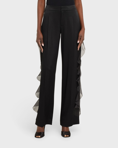 Shop Jason Wu Collection Cascade Ruffle Straight-leg Pants In Black