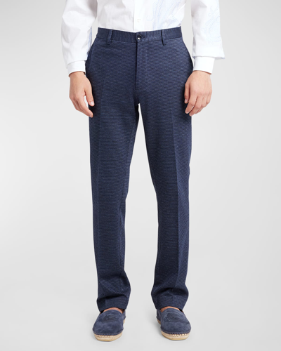 Shop Etro Men's Straight-leg Knit Trousers In Blue