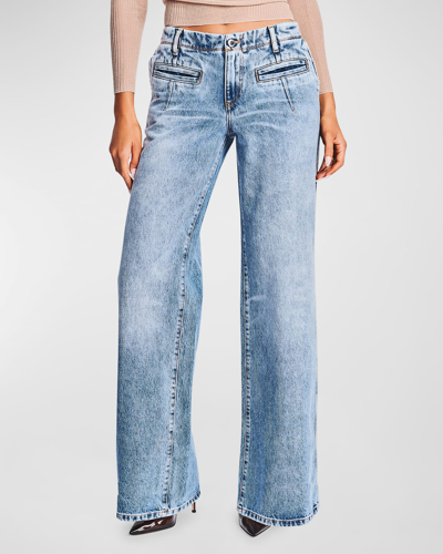 Shop Retroféte Sutton Low-rise Flare Denim Jeans In Alani