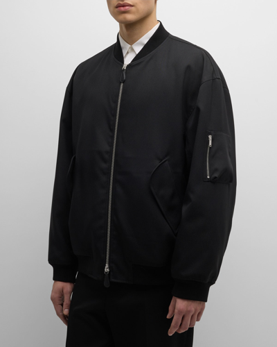 Shop Jil Sander Men's Recycled Poly Bomber Jacket In Black