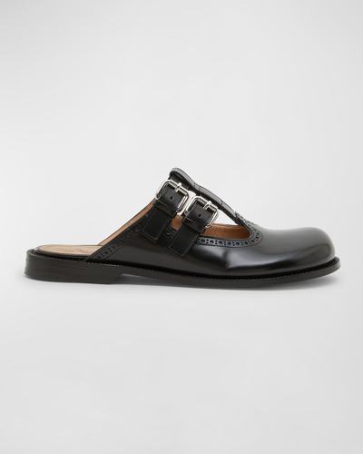 Shop Loewe Campo Leather Mary Jane Mules In Black