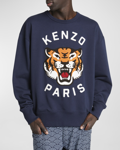Shop Kenzo Men's Lucky Tiger Oversized Sweatshirt In Midnight Blue