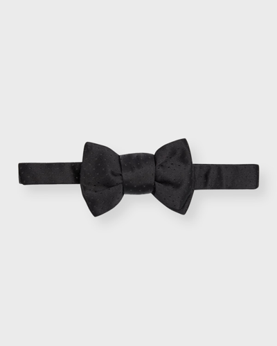 Shop Charvet Men's Satin Tonal Pattern Bow Tie In Black