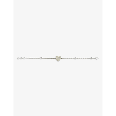 Shop Gucci Womens Silver Mother-of-pearl-effect Heart Interlocking-g Sterling-silver Bracelet