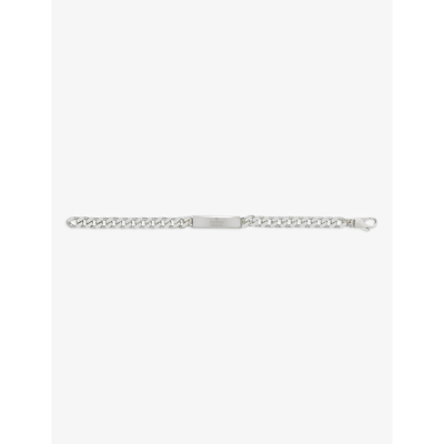 Shop Gucci Women's Silver Diagonal Interlocking-g Tag Sterling-silver Bracelet