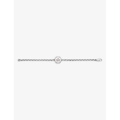 Shop Gucci Women's Silver Trademark Logo-engraved Sterling Silver Bracelet