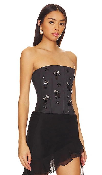 Guizio Embellished Satin Corset In 黑色