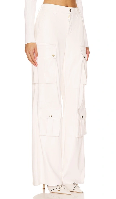 Shop Alice And Olivia Joette Faux Leather Cargo Pant In Ivory