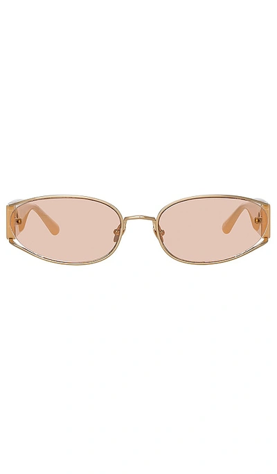 Shop Linda Farrow Shelby Sunglasses In Peach & Light Gold