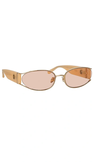 Linda Farrow Shelby Sunglasses In Peach & Light Gold
